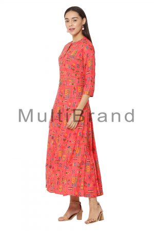 Strawberry color long dress02 | MultiBrand Kurti