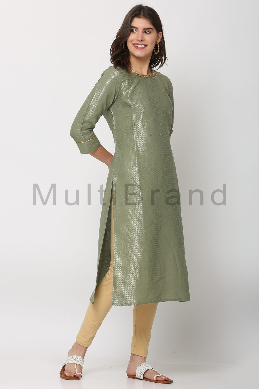 Mehndi color kurti35 | MutiBrand Kurti