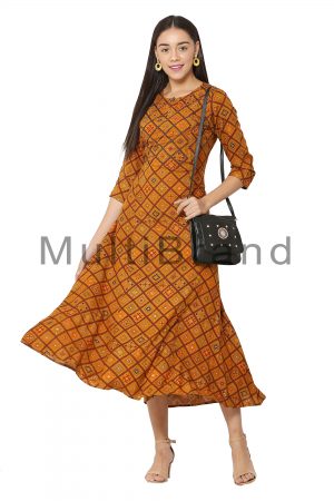 Ochre color long dress10 | MultiBrand Kurti