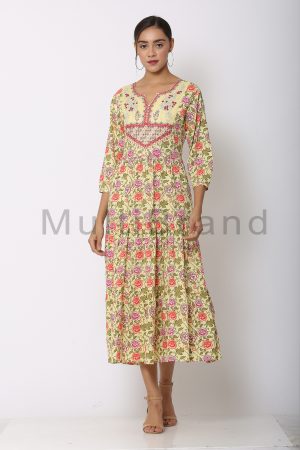 Beige color long dress 01 | MultiBrand Kurti