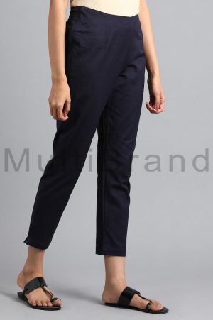 Navy Blue Ankle Length Trouser| MultiBrand Kurti01
