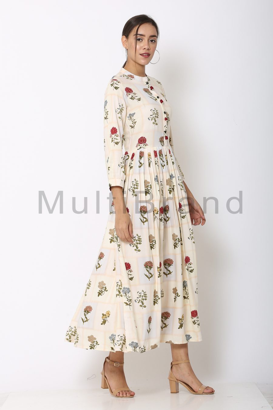 Off white Color Long Dress 04 | MultiBrand Kurti