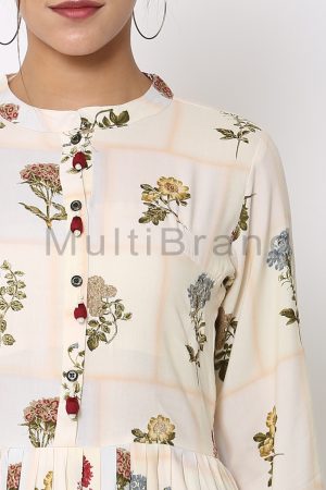 Off white Color Neck Design Long Dress 04 | MultiBrand Kurti