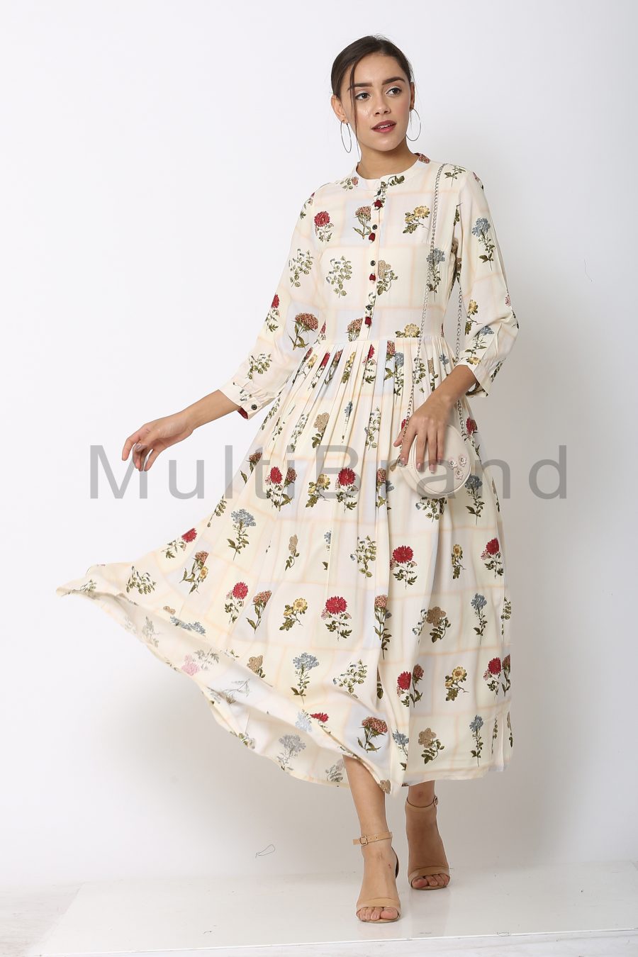 Off white Color Long Dress 04 | MultiBrand Kurti