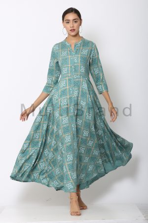 Teal color long dress 06| MultiBrand kurti