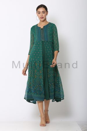 Teal Green Color Long Dress 07 | MultiBrand Kurti