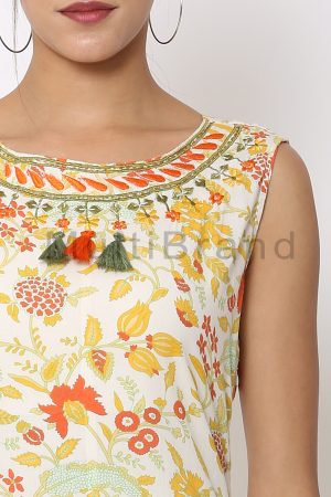 White color long dress neck design 03 | MultiBrand kurti