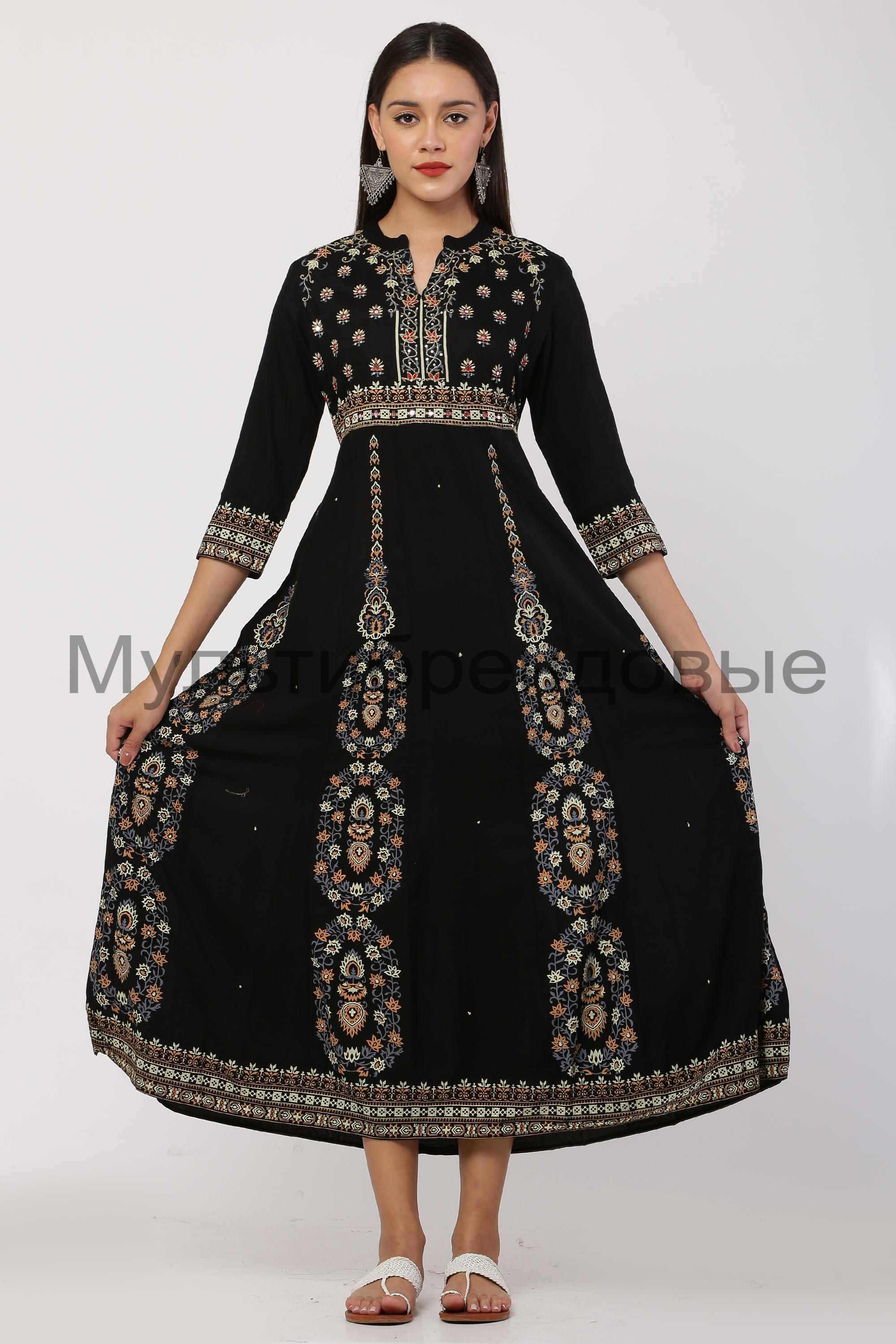 Black color Print and Zari Work with Full Sleeves